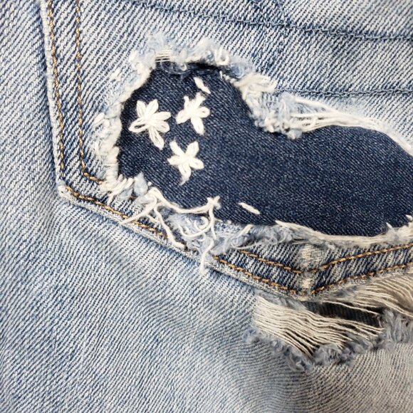 American Eagle Women 4 Ripped Patched Skinny Jean Stretch Fairy Grunge Y2k - Picture 3 of 8